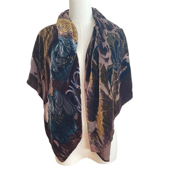 Womens Scarf Wrap Burnout Crushed Velvet Silk Blend Italy Quiet Luxury Old Money - Picture 1 of 8